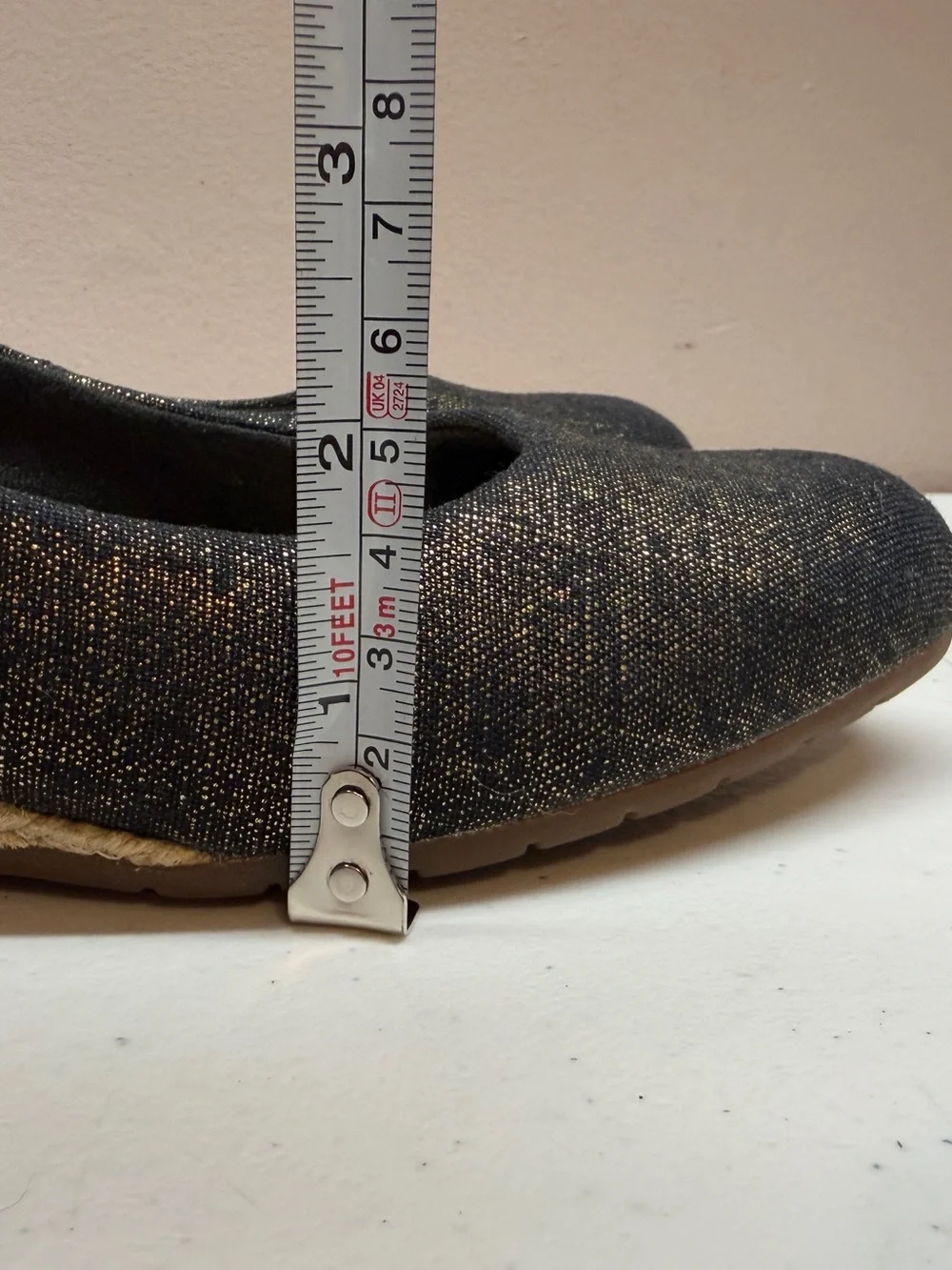 Clarks Collection Mallory Luna Metallic Sparkle Canvas Wedges Espadrille Shoes